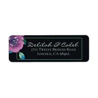 Deep Blue Purple Moody Twilight Floral Wedding Label