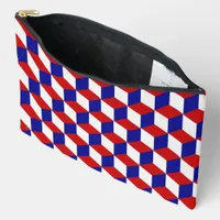 Accessory Pouch - Red, White, Blue Block Illusion