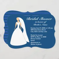 Bride in Gown Bridal Lapis Blue Shower Invitation