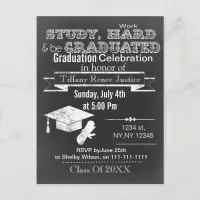 Vintage Chalkboard Typography Graduation party Invitation Postcard