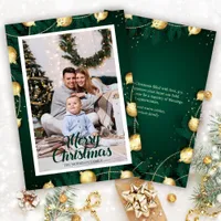 Modern Minimal Photo Green Christmas Holiday Card