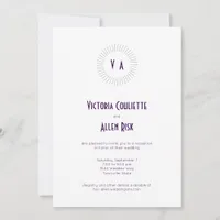 Purple Monogram Circle Minimalist Reception Invitation