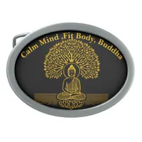 Gold Buddha Under a Tree With Lotus Flower Belt Buckle