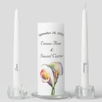 Elegant Watercolor Calla Lilies Romantic Floral Unity Candle Set
