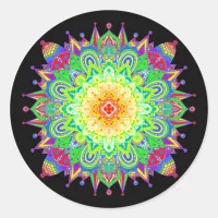 Psychedelic Zen Mandala Abstract Art  Classic Roun Classic Round Sticker