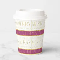 Magenta Gold Christmas Pattern#35 ID1009 Paper Cups