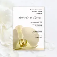 Orchid Flower on White Wedding Rehearsal Dinner Invitation