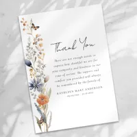 Wildflower Sympathy Funeral Thank You Card