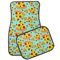 Colorful Pepperoni Pizza Slices Junk Food Pattern Car Floor Mat