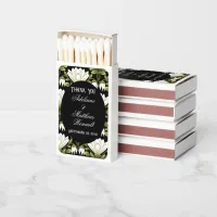 Elegant Black & White Floral Wedding: Calligraphy  Matchboxes