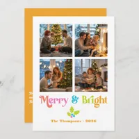 Non-Traditional Merry & Bright Modern Christmas Holiday Card