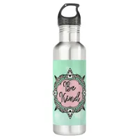 Pink and Mint Green Be Kind Stainless Steel Water Bottle