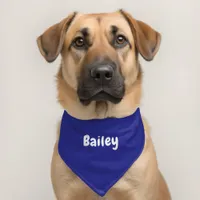 Custom Personalized Name Minimal Deep Blue Pet Bandana Collar