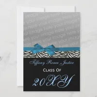 snazzy blue Graduation photo Invitation