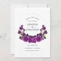 Purple and Gold Vintage Floral Wedding Save The Date