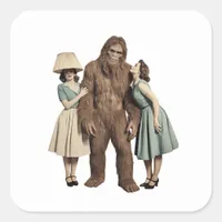 Vintage Ladies and Sasquatch Square Sticker