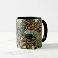 Elegant Peacock William Morris Style Painting Art Mug