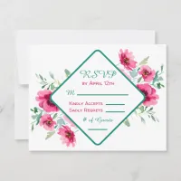 Elegant Spring Pink Floral Wedding RSVP Invitation