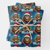 Funny Pop Art Bigfoots Christmas Wrapping Paper Sheets