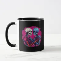Skeleton Hands Holding Heart Retro Tattoo Style Mug