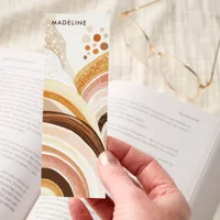 Cozy Boho Neutral Rainbow Abstract Personalized Bookmarks