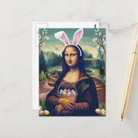 Funny Mona Lisa Easter Bunny Postcard