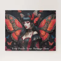 Gothic red butterfly girl jigsaw puzzle