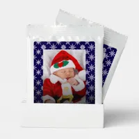 Santa Baby Custom Your Photo Snowflakes with Blue Hot Chocolate Drink Mix