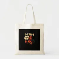 F Caw F Funny Angry Rooster Graphic Retro Style Tote Bag