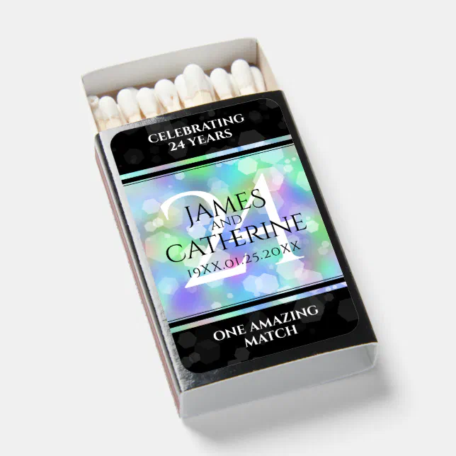 Elegant 24th Opal Wedding Anniversary Celebration Matchboxes