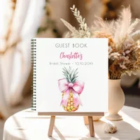 Guest book  Bridal Shower pink bow pineapple