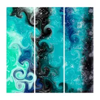 Teal, Blue and Black Fluid Art Marble Swirls   