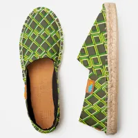 Green Triangular Diamond Pattern, ZEA Canvas Espadrilles