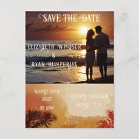 Romantic Sunset Beach Scene with Tropical Elegance Postcard