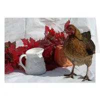Fall Chicken Autumn Greeting Card