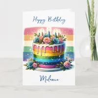 Wishing you a Spectacular Birthday Rainbow Cake Card