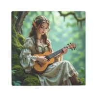 Enchanted Elven Girl Playing a Ukulele  Metal Print