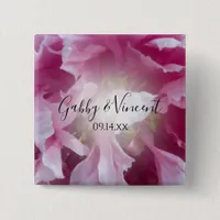 Pink Peony Flower Wedding Pinback Button