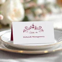 Vintage Romance Burgundy Floral Wedding Place Card