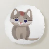 Cute little simplistic kitten round pillow