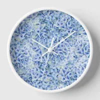 Gorgeous blue hydrangeas - floral pattern  clock