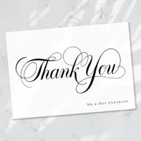 Chic Calligraphy Script Personalized Wedding Thank You Card