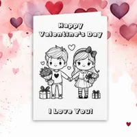 Happy Valentine's Day   | Color Me Page Card