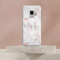 Chic Rose Gold Pink Foil Marble Monogram Case-Mate Samsung Galaxy S9 Case