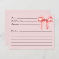 tying the knot pink bow Bridal Shower Recipe  Enclosure Card