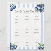 First Birthday Describe One year old berry game  Holiday Card