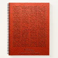 Embossed Orange Leather Notebook