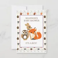 Cute Woodlands Animals Fox Baby Shower Invitation