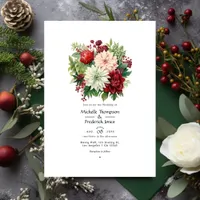 Emerald Green, Garnet Red and Snowy White Wedding Invitation