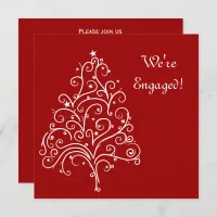 Red Christmas Tree Winter Engagement Party Invitation